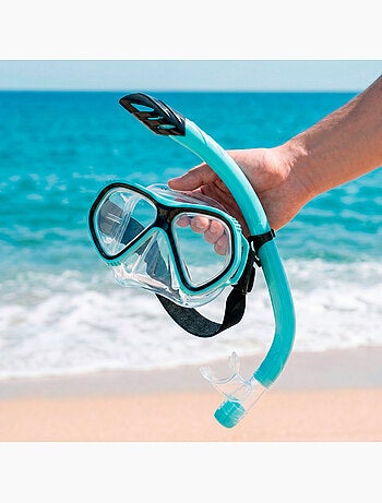 Set aqua sport con maschera di cristallo e tubo in silicone +12 anni
