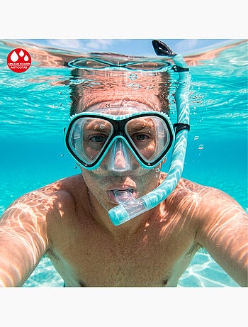 Set aqua sport con maschera di cristallo e tubo in silicone +12 anni
