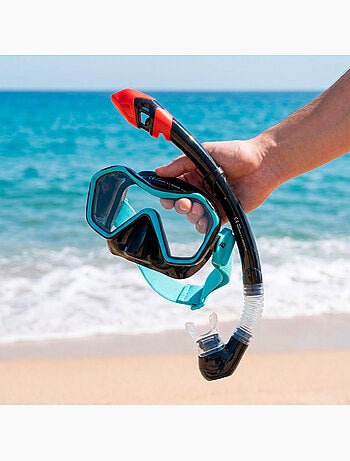 Set aqua sport con maschera di cristallo e tubo in silicone +12 anni