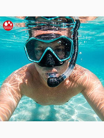 Set aqua sport con maschera di cristallo e tubo in silicone +12 anni