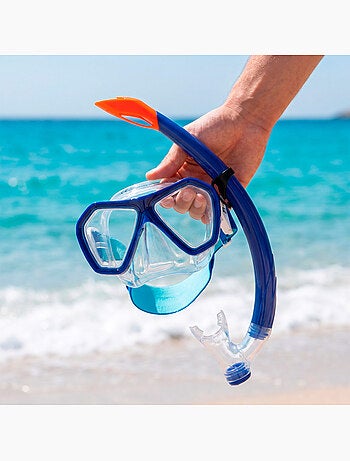 Set aqua sport con maschera di cristallo e tubo in silicone +7 anni
