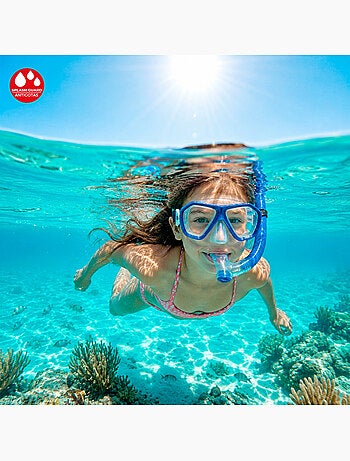 Set aqua sport con maschera di cristallo e tubo in silicone +7 anni