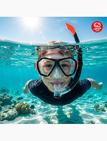 Set aqua sport con maschera di cristallo e tubo in silicone +7 anni