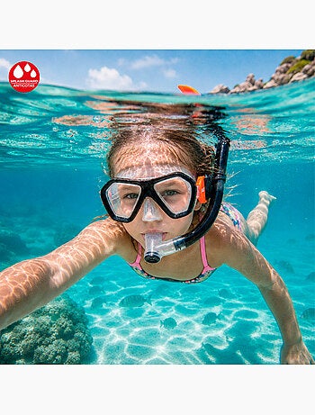 Set aqua sport con maschera di cristallo e tubo in silicone +7 anni