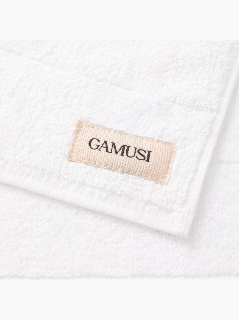 Set asciugamani doccia e viso 100% cotone, 600 g/m², con asola - Gamusi Nero Bianco - Kiabi