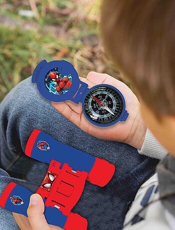 set avventura SpiderMan con walkie-talkie fino a 120 m, binocolo e bussola