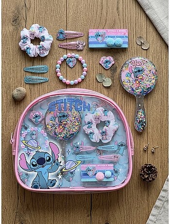 Set bellezza trousse specchio e mollette stitch disney