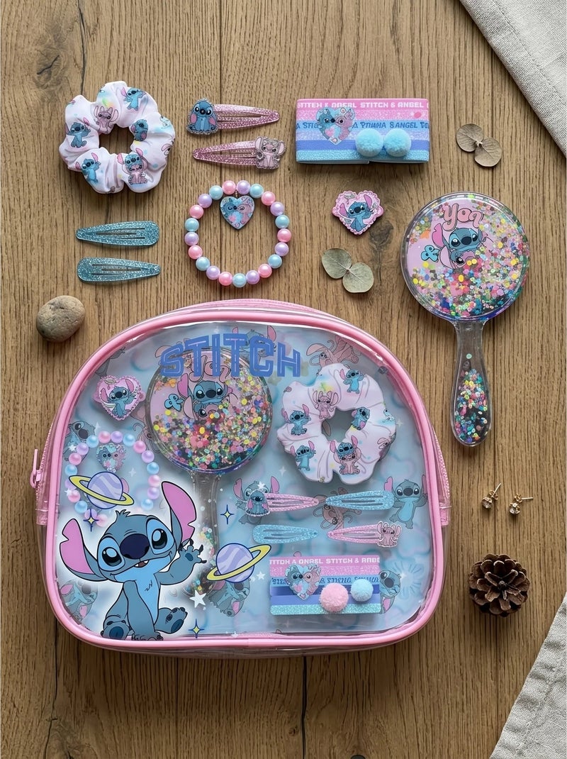 Set bellezza trousse specchio e mollette stitch disney Blu - Kiabi