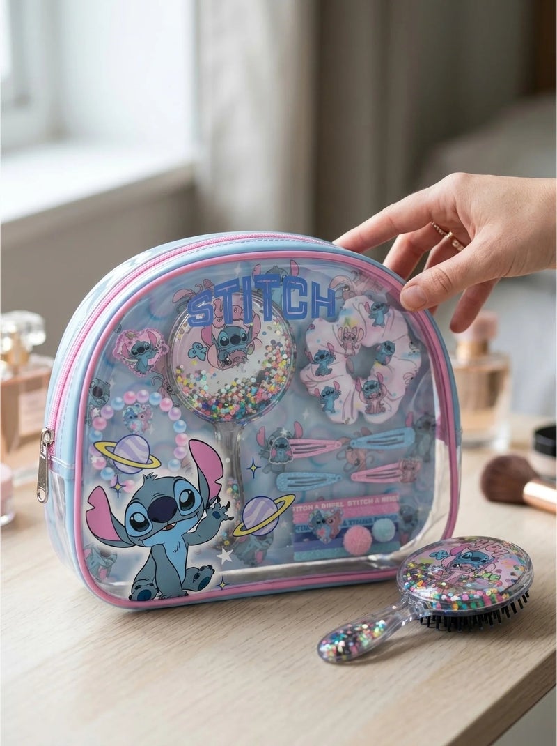 Set bellezza trousse specchio e mollette stitch disney Blu - Kiabi