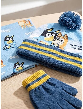 Set berretto con pompon, guanti e sciarpa tubolare bluey bbc studios