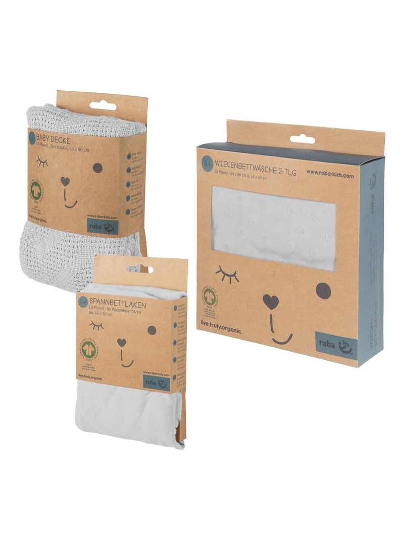 Set biancheria culla – copripiumino + federa + lenzuolo + copertina in cotone bio "Roba Lil Planet" Grigio - Kiabi