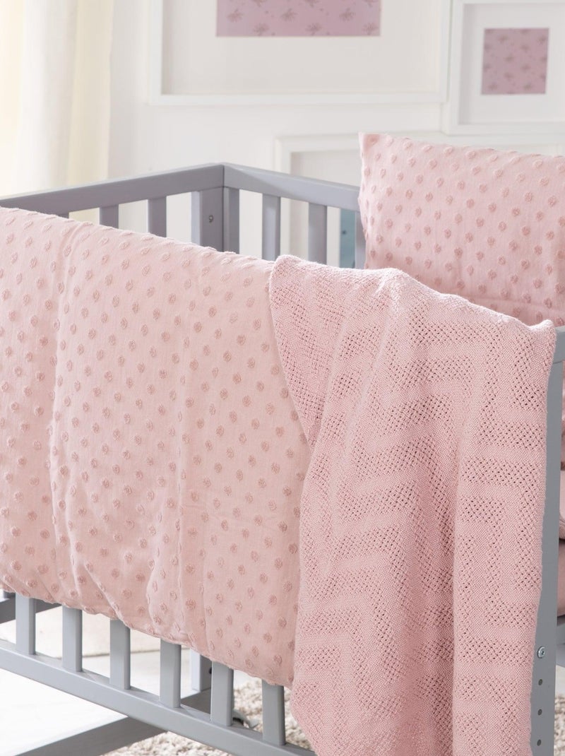 Set biancheria culla – copripiumino + federa + lenzuolo + copertina in cotone bio "Roba Lil Planet" Rosa pastello - Kiabi