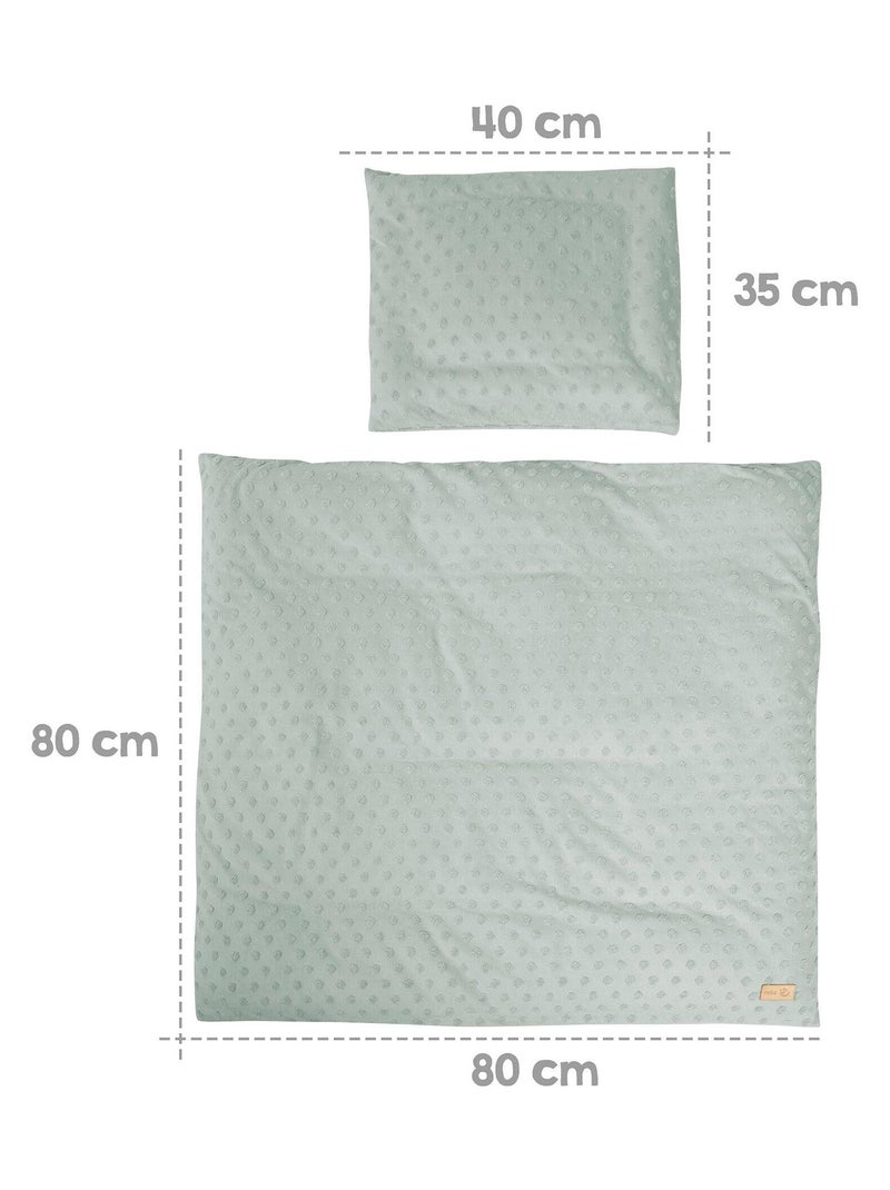 Set biancheria culla – copripiumino + federa + lenzuolo + copertina in cotone bio "Roba Lil Planet" Verde acqua - Kiabi