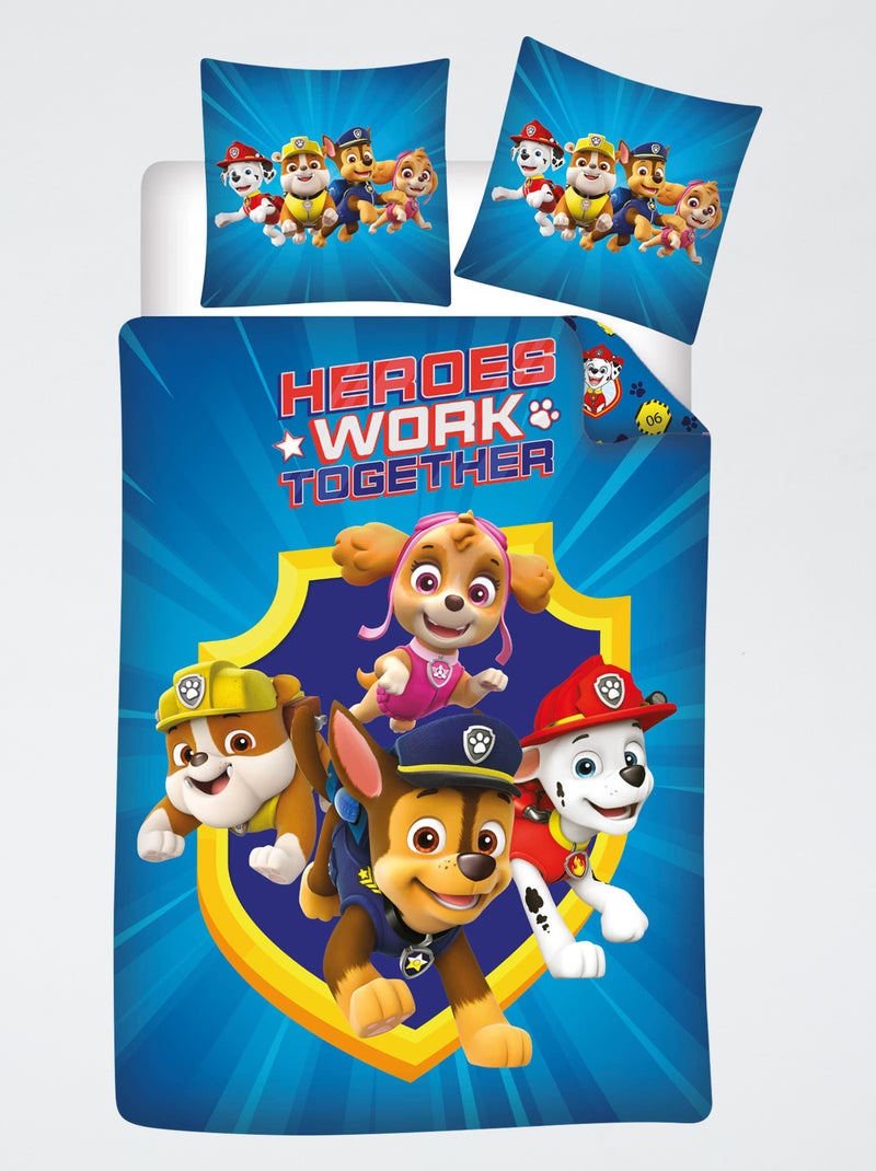 Set biancheria da letto + 1 federa 'Paw Patrol' in cotone Blu - Kiabi