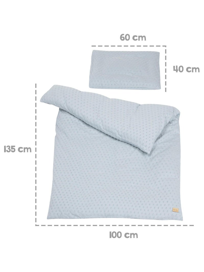 Set biancheria letto bambino in cotone bio – copripiumino + federa + lenzuolo + paracolpi Blu chiaro - Kiabi