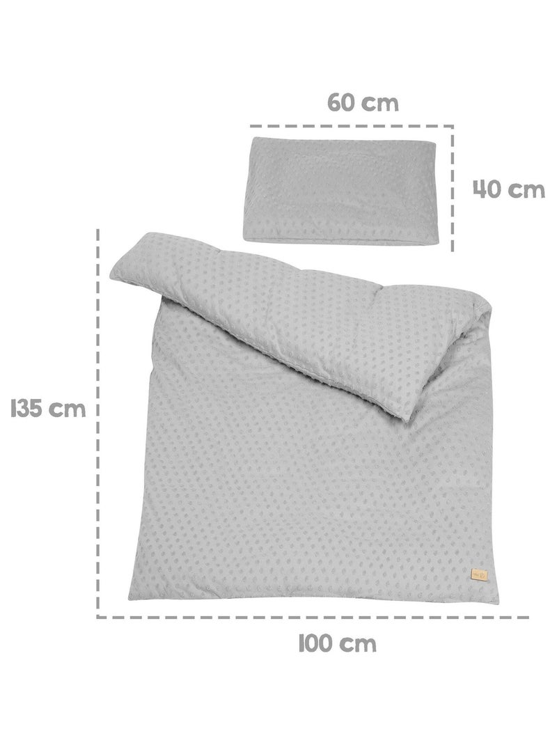 Set biancheria letto bambino in cotone bio – copripiumino + federa + lenzuolo + paracolpi Grigio argentato - Kiabi