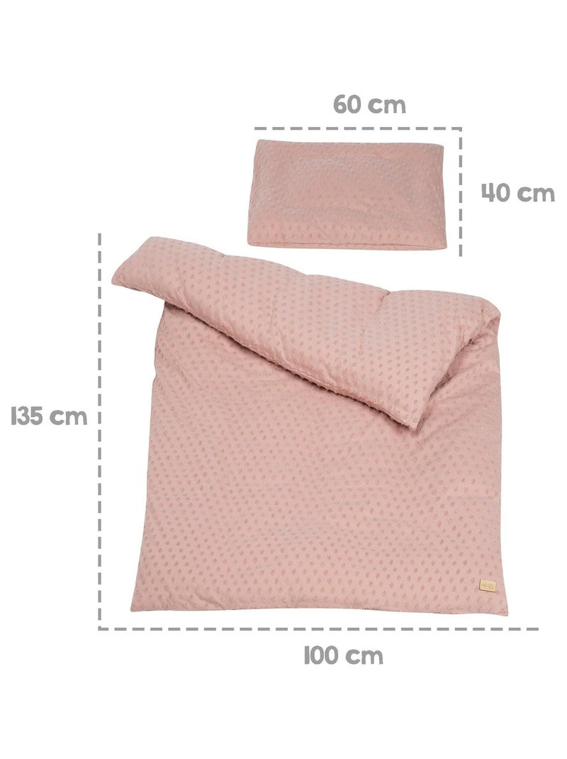 Set biancheria letto bambino in cotone bio – copripiumino + federa + lenzuolo + paracolpi Rosa pastello - Kiabi
