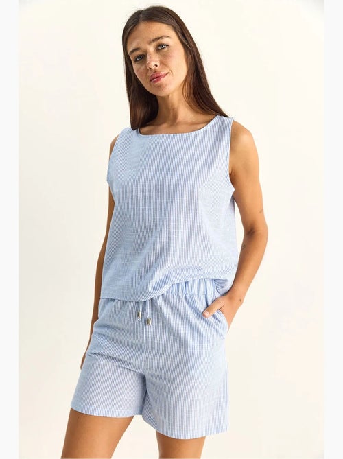 Set blusa e shorts in seersucker a righe lucci - Kiabi Set blusa e shorts in seersucker a righe lucci - Kiabi