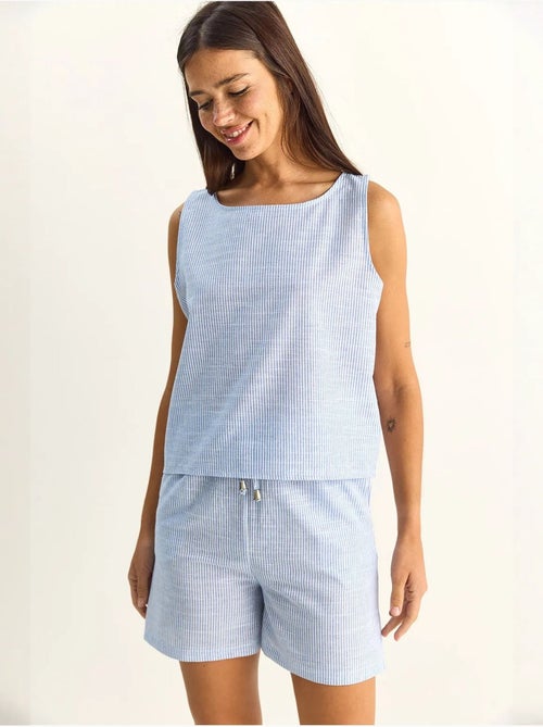Set blusa e shorts in seersucker a righe lucci - Kiabi Set blusa e shorts in seersucker a righe lucci - Kiabi