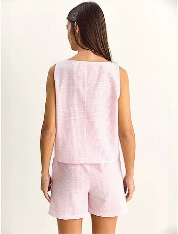 Set blusa e shorts in seersucker a righe lucci