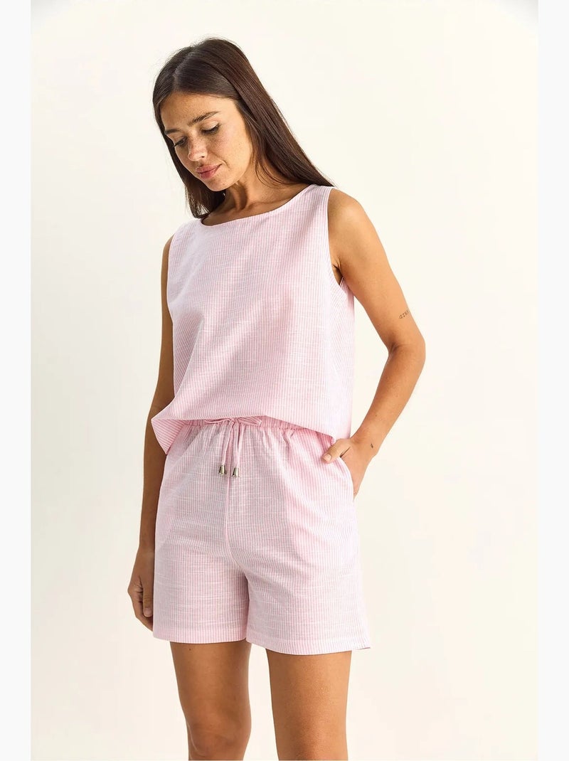 Set blusa e shorts in seersucker a righe lucci Rosa chiaro - Kiabi