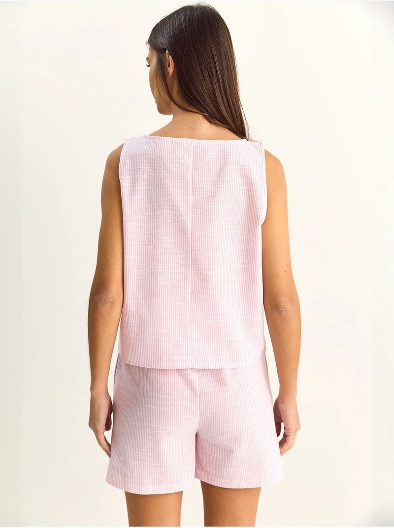 Set blusa e shorts in seersucker a righe lucci Rosa chiaro - Kiabi