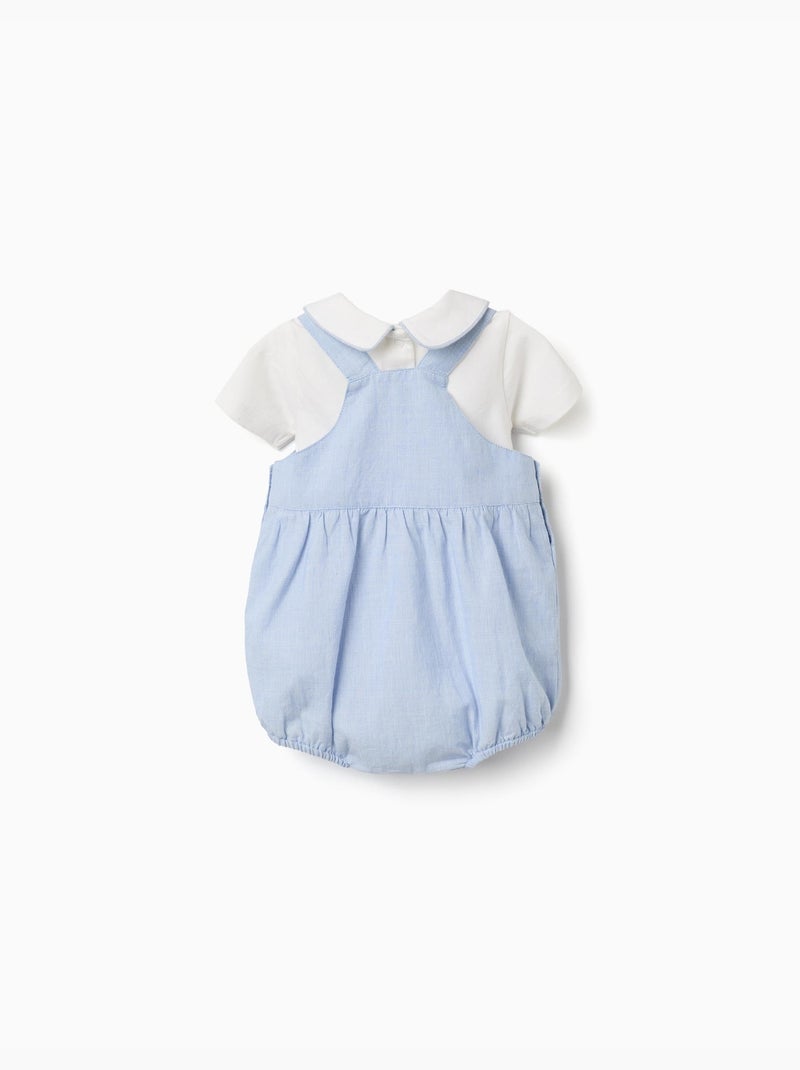 Set body a manica corta + pagliaccetto in cotone Blu chiaro - Kiabi