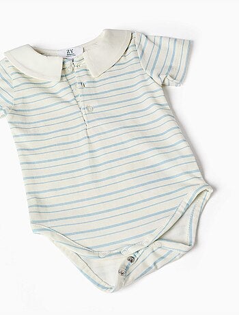 Set body a righe e pagliaccetto in denim