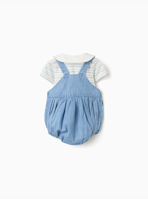 Set body a righe e pagliaccetto in denim - Kiabi Set body a righe e pagliaccetto in denim - Kiabi