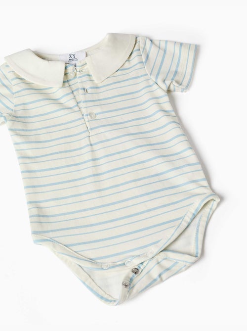 Set body a righe e pagliaccetto in denim - Kiabi Set body a righe e pagliaccetto in denim - Kiabi