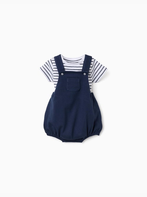 Set body a righe + pagliaccetto in piqué - Kiabi