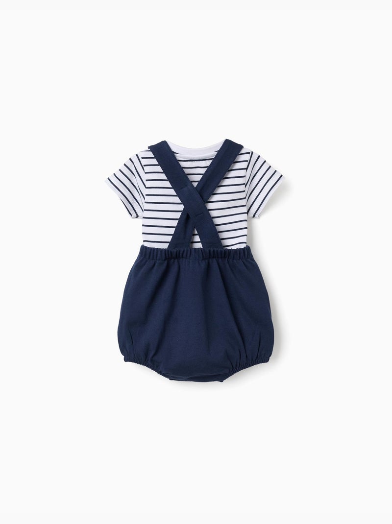 Set body a righe + pagliaccetto in piqué Blu scuro - Kiabi