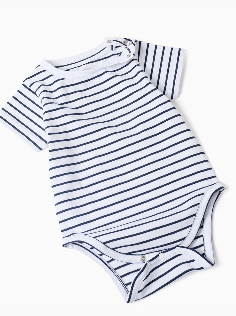 Set body a righe + pagliaccetto in piqué Blu scuro - Kiabi