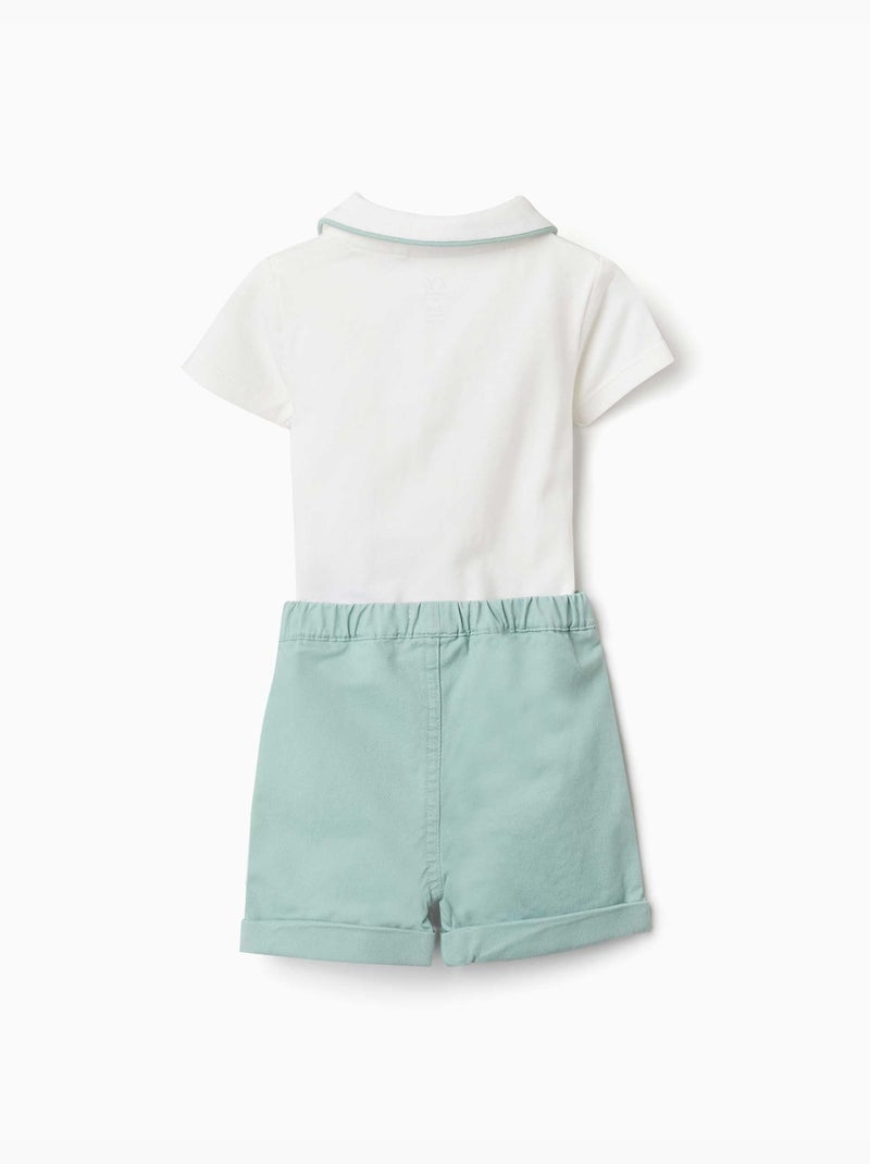 Set body e pantaloncini in cotone Verde chiaro - Kiabi