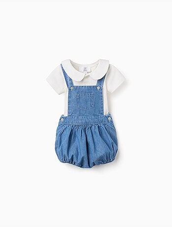 Set body in cotone + pagliaccetto in jeans