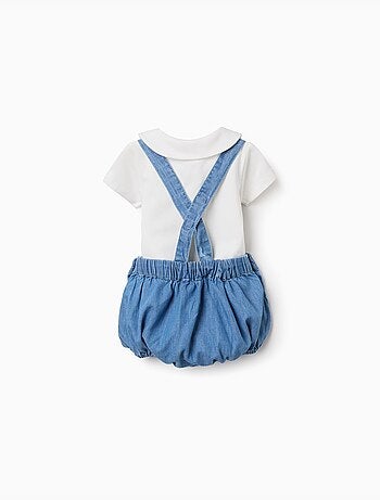 Set body in cotone + pagliaccetto in jeans