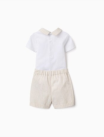 Set body in cotone + pantaloncini a righe