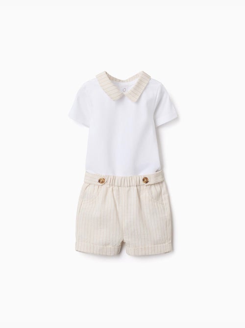 Set body in cotone + pantaloncini a righe - Kiabi