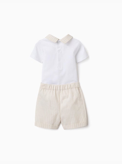 Set body in cotone + pantaloncini a righe - Kiabi