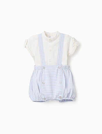 Set body in cotone + pantaloncini a righe