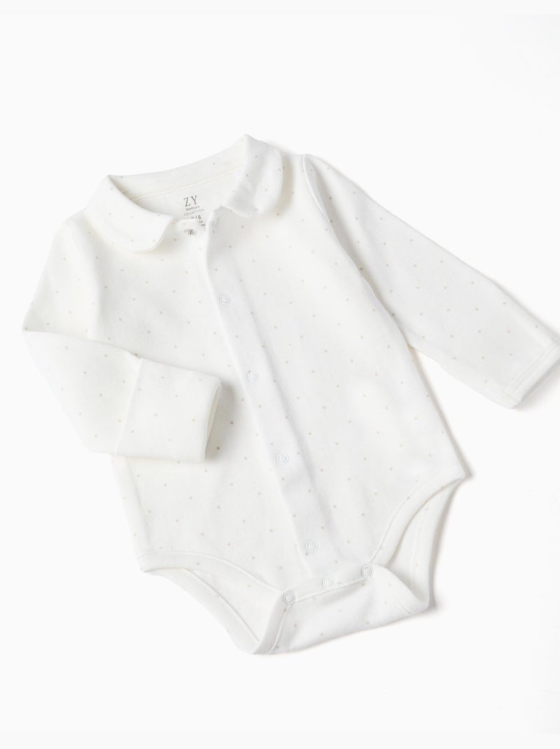Set body in cotone + salopette in velluto Grigio chiaro - Kiabi