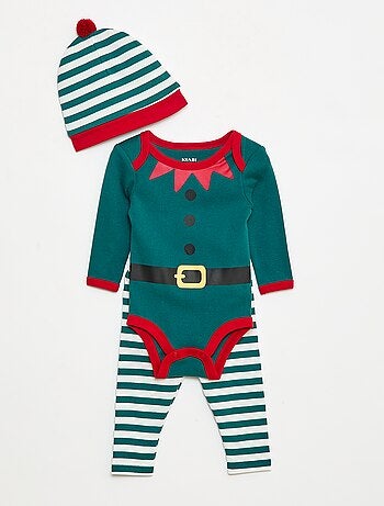 Set body + leggings + cappellino Natale in cotone