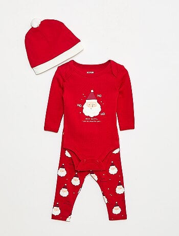 Set body + leggings + cappellino Natale in cotone