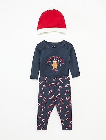 Set body + leggings + cappellino Natale in cotone