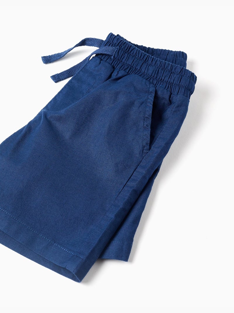 Set camicia a manica corta e pantaloncini in cotone Blu scuro - Kiabi