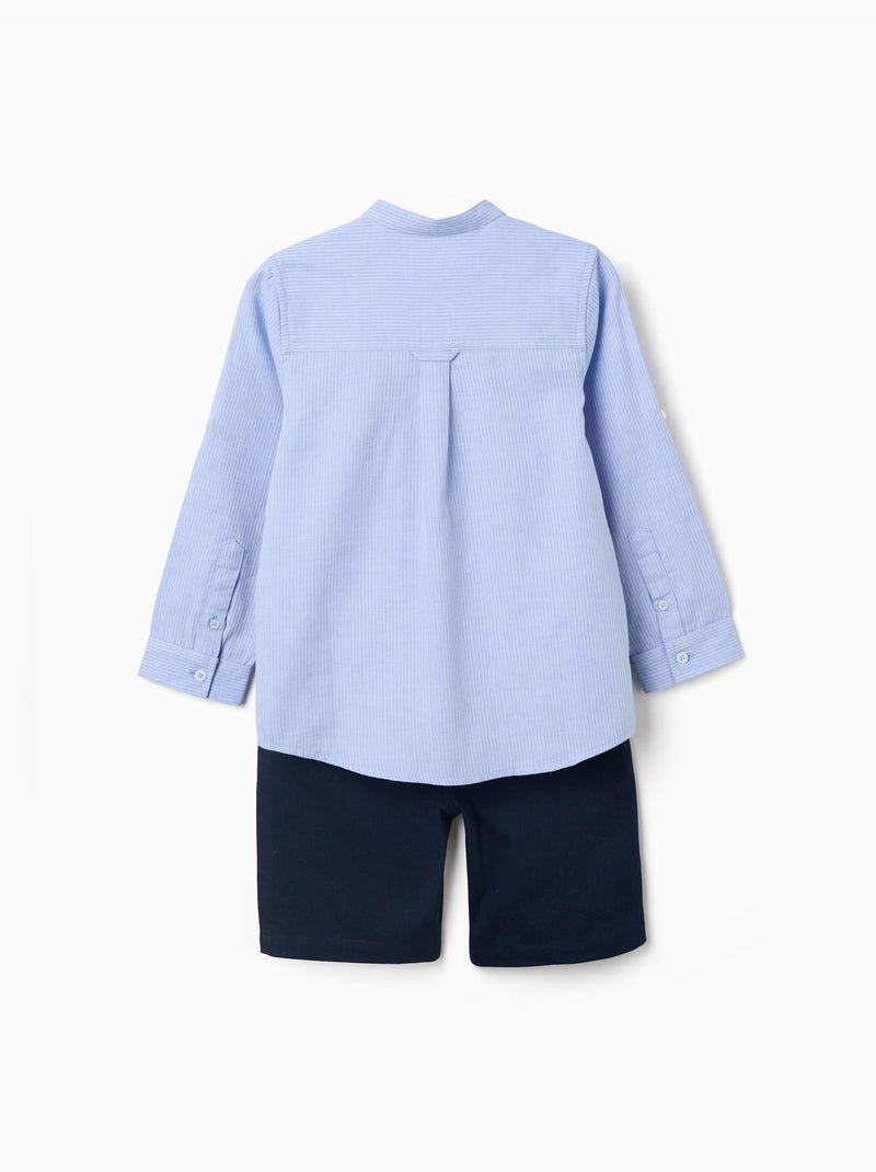 Set camicia a manica lunga a righe e Pantaloncini Blu Blu - Kiabi
