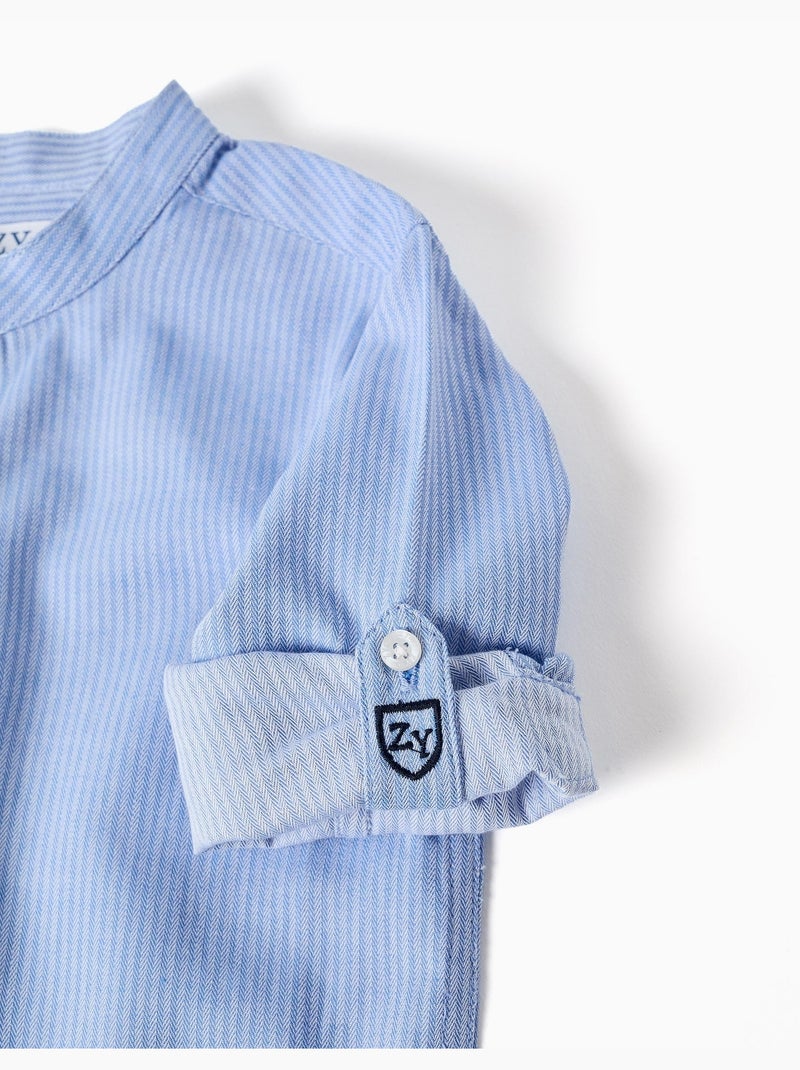 Set camicia a manica lunga in cotone a righe e pantaloncini Blu Blu - Kiabi