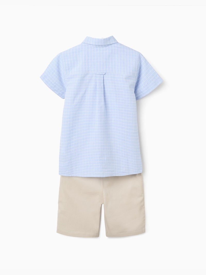 Set camicia a maniche corte in cotone e pantaloncini Beige chiaro - Kiabi