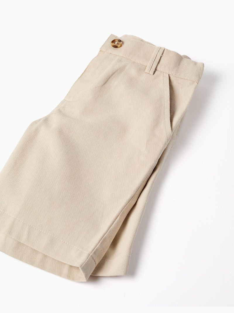 Set camicia a maniche corte in cotone e pantaloncini Beige chiaro - Kiabi