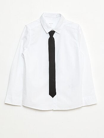 Set camicia + cravatta in popeline con velcro - 2 pezzi